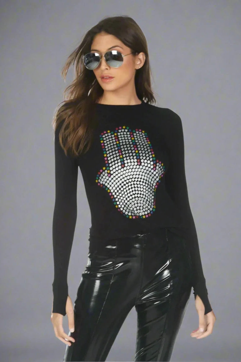 Lauren Moshi McKinley Hamsa Elements Long Sleeve Top