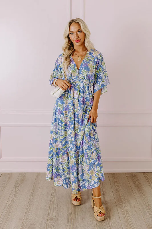 Blossom Breeze Floral Maxi In Periwinkle