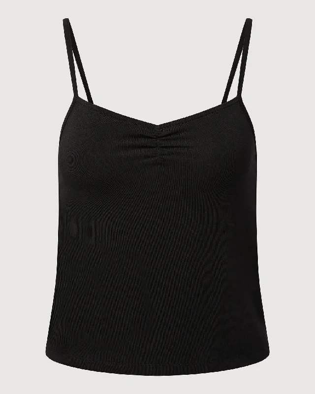 Rachel Parcell | Ruched Cami Top | Black