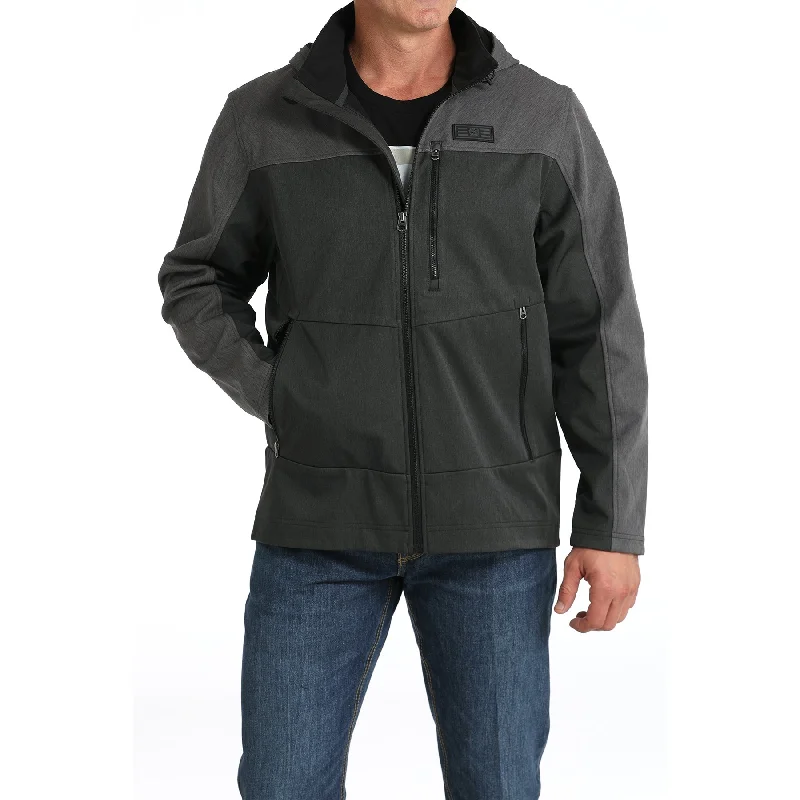 Cinch Men's Black & Charcoal Grey Hooded Softshell Jacket MWJ1593002