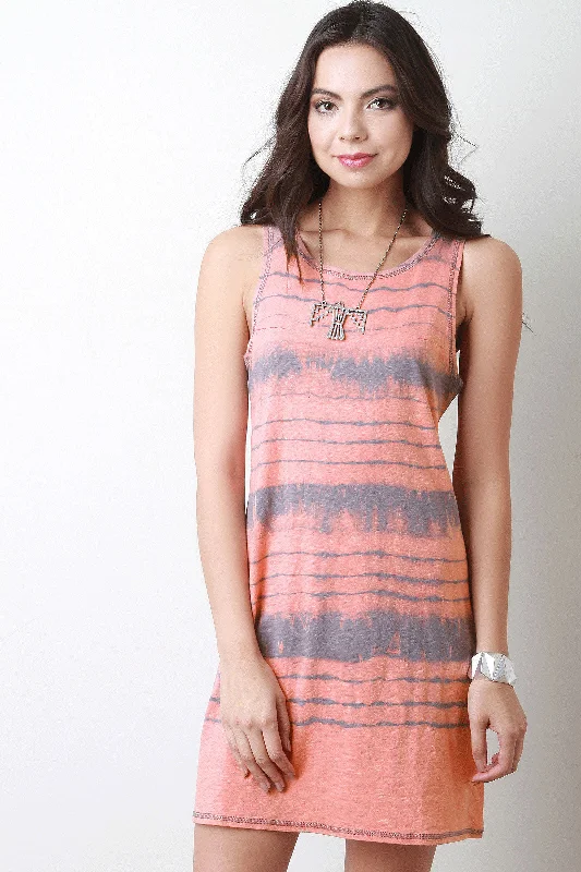 Sleeveless Tie-Dye Shift Dress