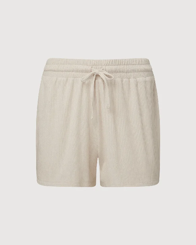 Rachel Parcell | Ribbed Pull On Short | White Sand