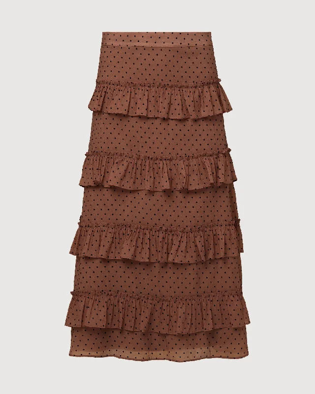 Rachel Parcell | Tiered Ruffle Midi Skirt | Nude