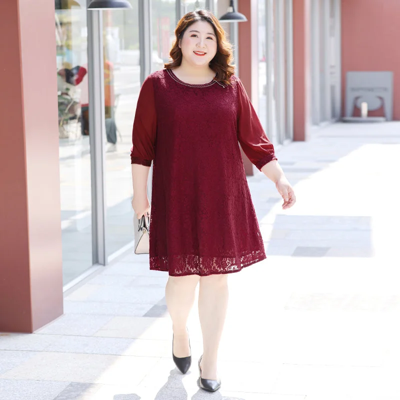 Plus Size Red Lace Dress