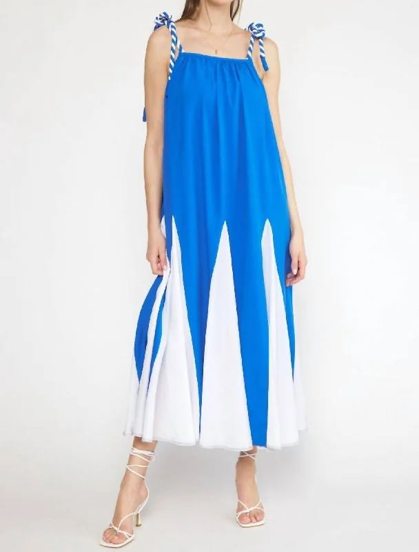 Colorblock Maxi Dress In Blue/white