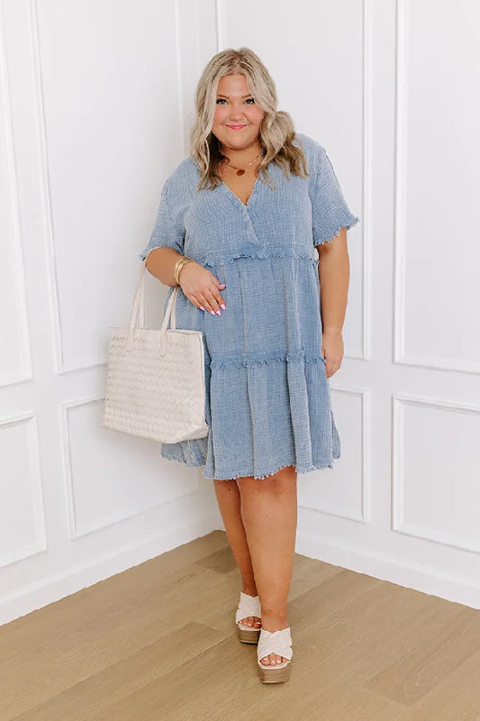 Summer Mimosa Babydoll Dress in Airy Blue Curves