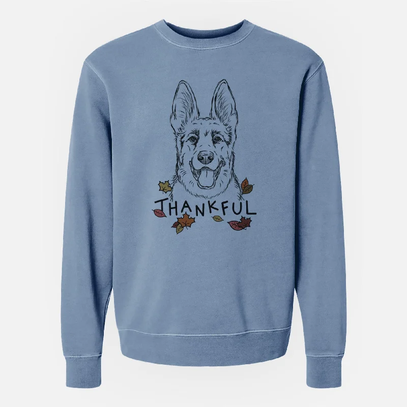 Thankful Brutus the German Shepherd - Unisex Pigment Dyed Crew Sweatshirt