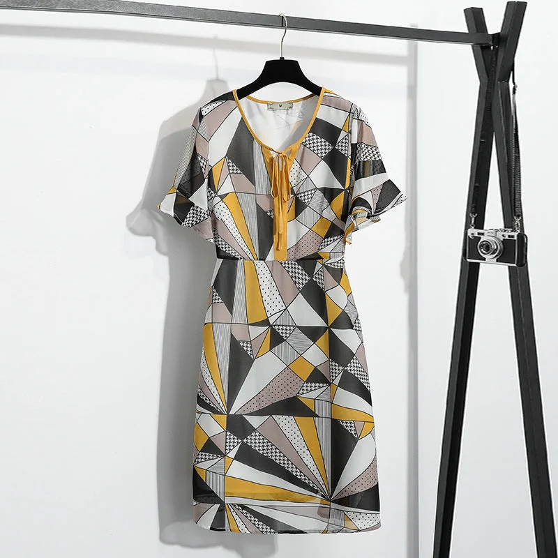 Plus Size Yellow Prism Chiffon Dress