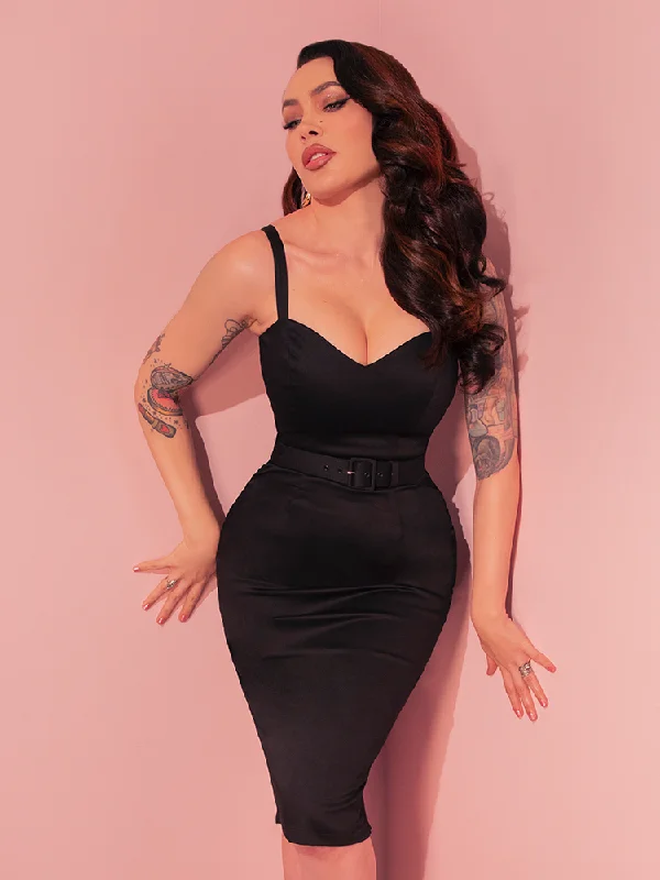 Sweetheart Wiggle Dress in Raven Black - Vixen by Micheline Pitt