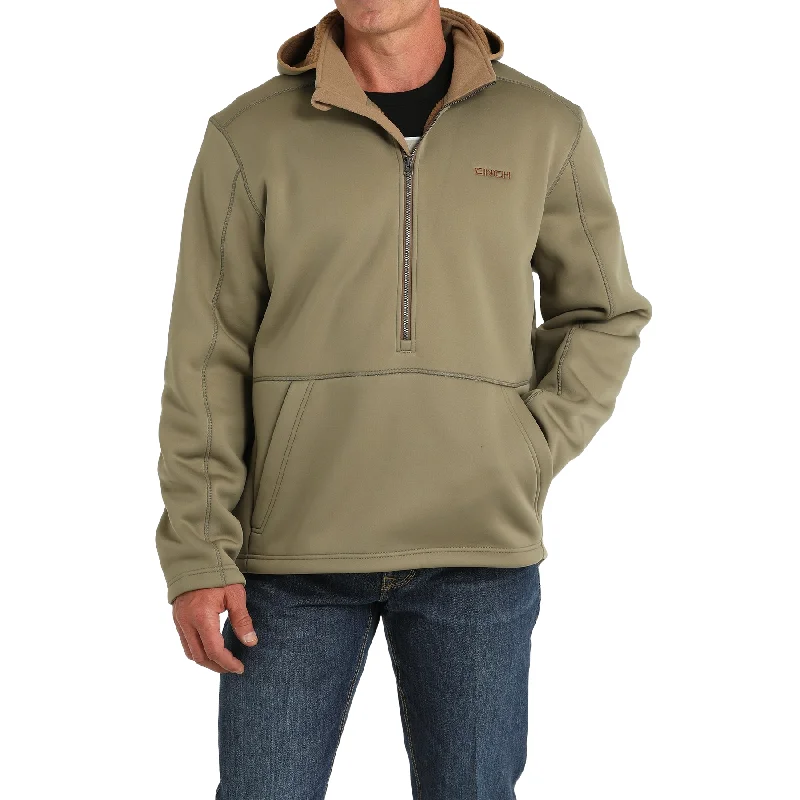 Cinch Men's 1/4 Zip Olive Sherpa Patriarch Hoodie MWJ1915002