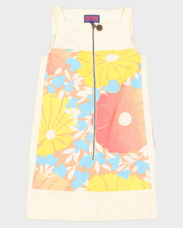 Cream Hawaiian Patterned Shift Dress - XS / S