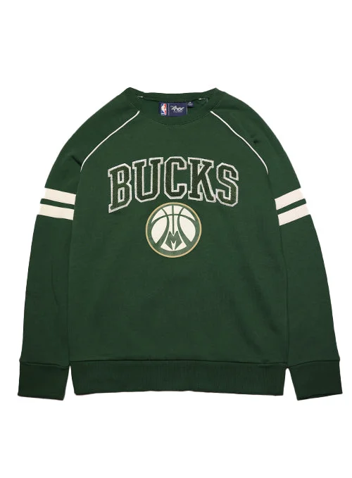 Women's G-III Crew Neck Team Pride Green Milwaukee Bucks Sweatshirt