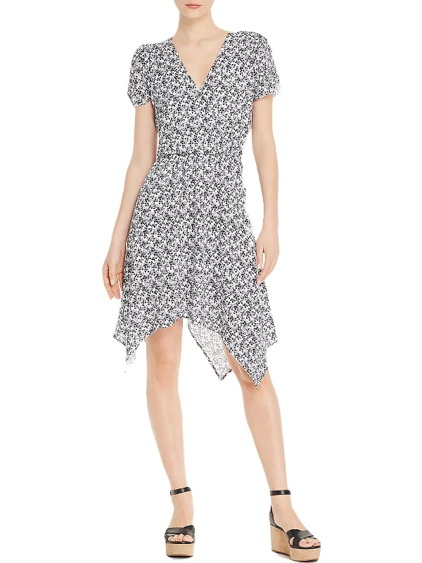 Womens Printed V Neck Casual Dress