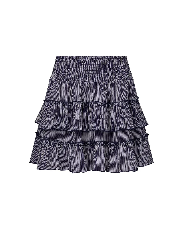 Rachel Parcell | Smocked Ruffle Mini Skirt | Micro Stripe