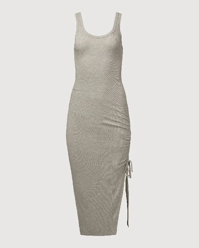 Rachel Parcell | Scoop Ruched Midi Dress | Heather Grey