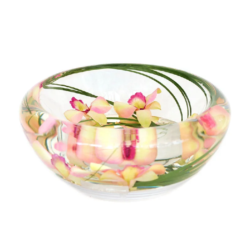 Light Green & Pink Dendrobium Flower Bowl