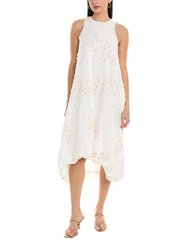 ALPHA STUDIO Embroidered Midi Dress