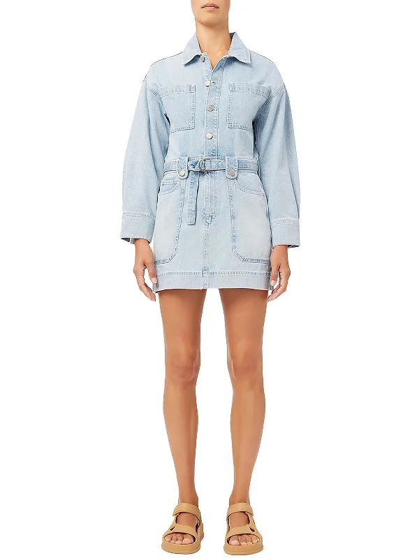 Coletta Womens Denim Mini Shirtdress