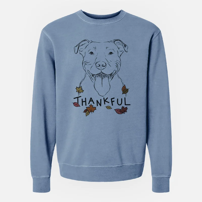 Thankful Major the Pitbull - Unisex Pigment Dyed Crew Sweatshirt