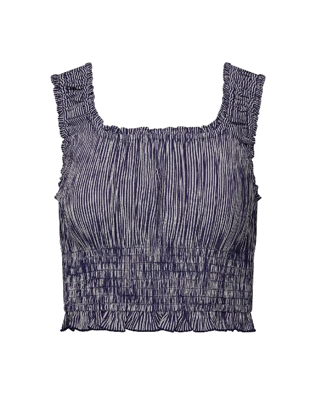 Rachel Parcell | Scooped Smocked Tank | Micro Stripe