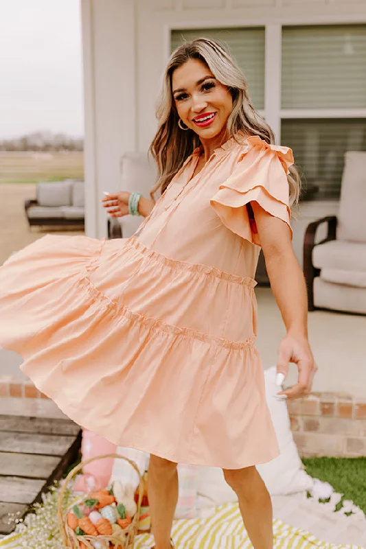 Simply Heartwarming Shift Dress In Peach