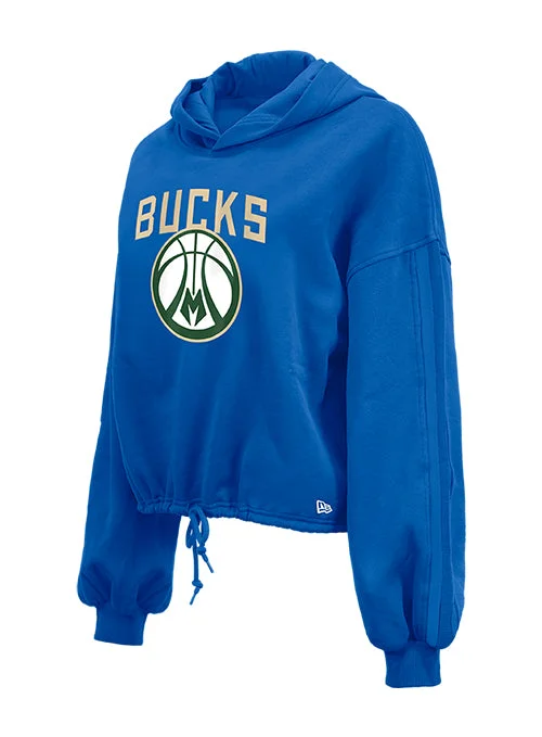 Women's New Era City Edition 2024-25 Ball Logo Milwaukee Bucks Hooded Sweatshirt