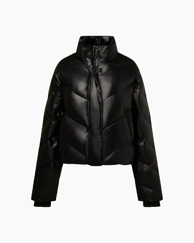 IVL Collective | Leather Puffer Jacket | Jet Black