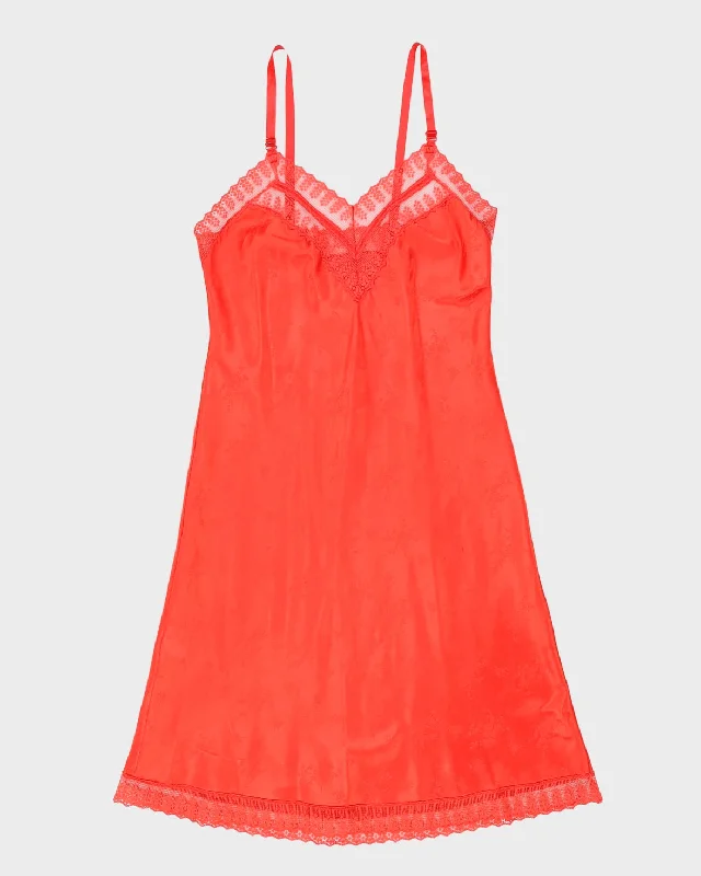 1990s Red Lace Detailed Slip Dress - S