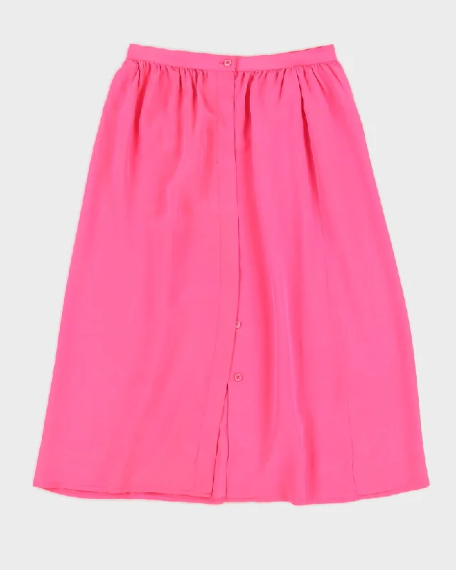 Pink Silk Midi Skirt - S