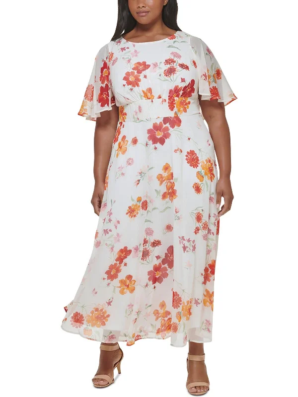 Plus Womens Floral Print Long Maxi Dress