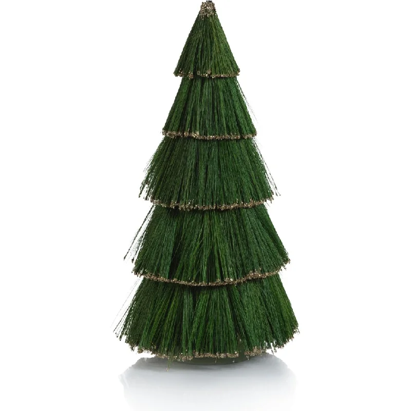 Green Tiger Grass Decorative Tree w/ Gold Glitter Trim