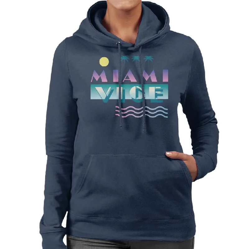 Miami Vice Logo With Sun And Palm Trees Women's Hooded Sweatshirt