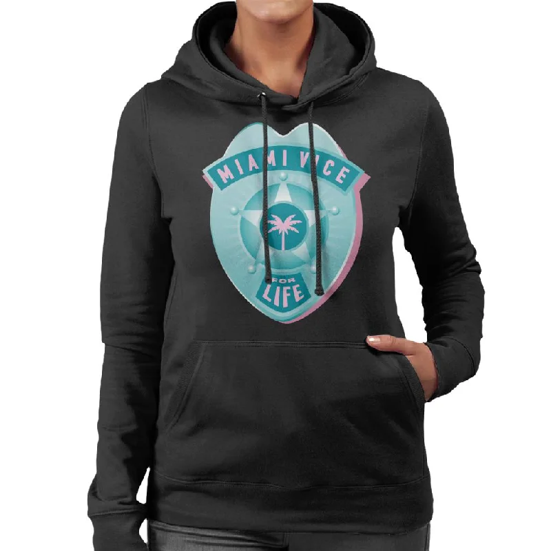 Miami Vice For Life Police Badge Women's Hooded Sweatshirt