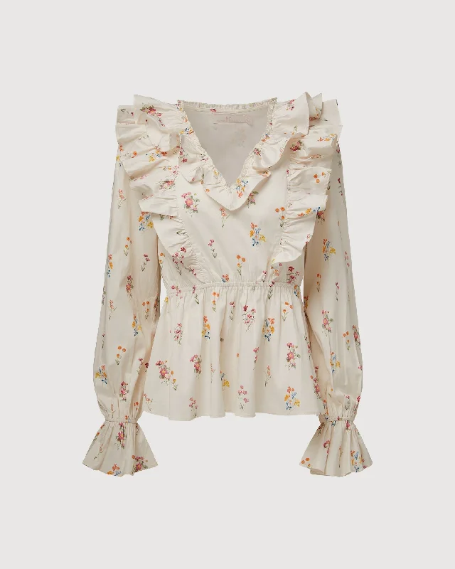 Rachel Parcell | Ruffle Poplin Blouse | Ivory