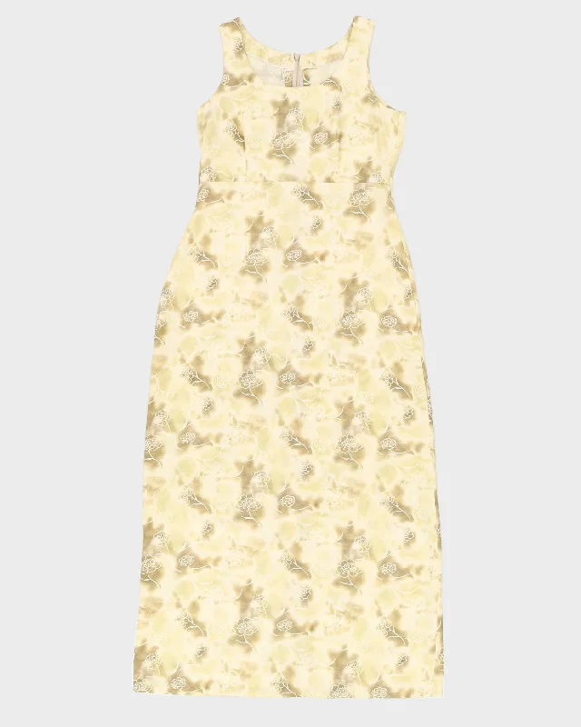 Beige And Yellow Patterned Dress - S