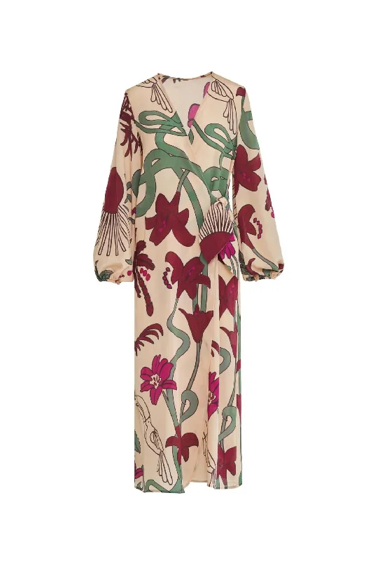 Women's Hojarasca Crepe De Chine Dress In Fuchsia Garden