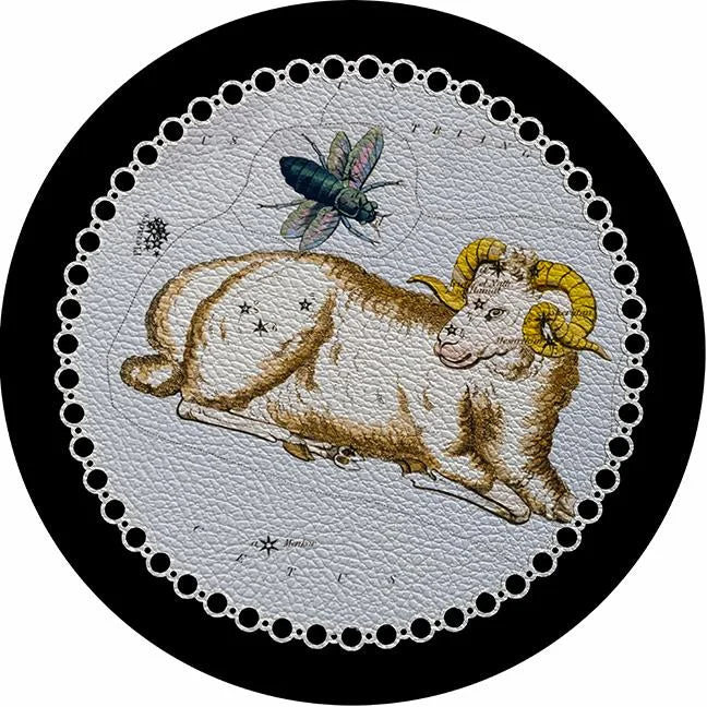 Zodiac Aries Black 16" Round Pebble Placemat Set of 4