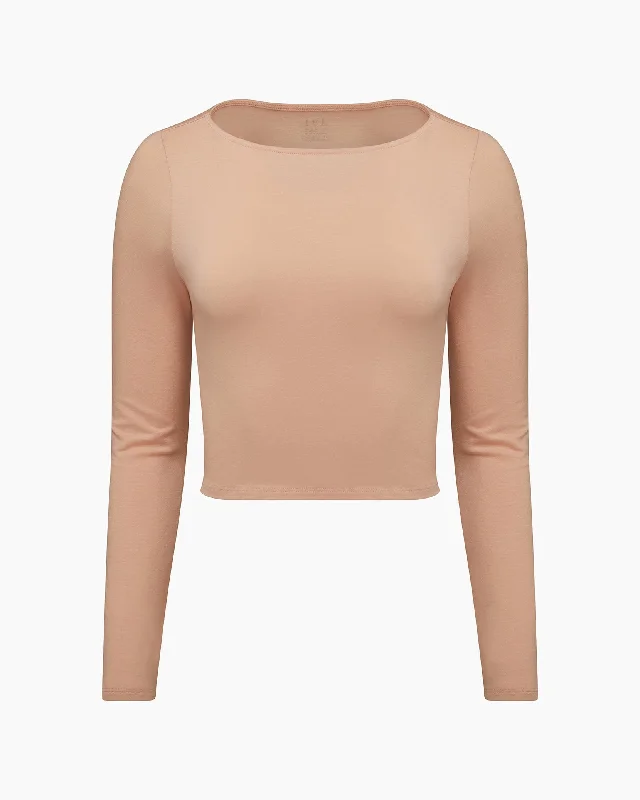 IVL Collective | Boatneck Long Sleeve Sleep Tee | Soft Peach