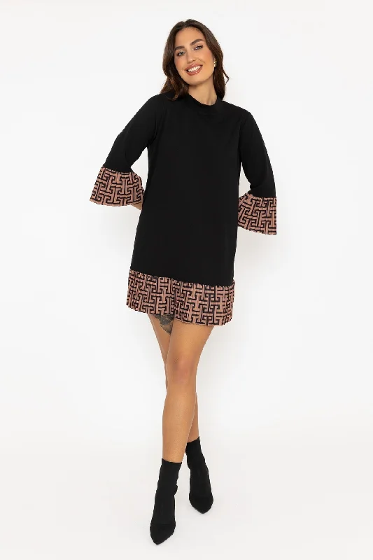 Aine Brown & Black Mini Dress