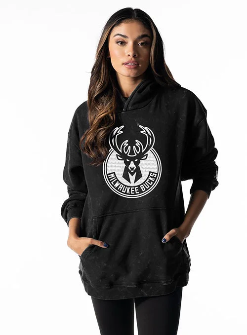 Women's The Wild Collective Crystal Tie Dye Milwaukee Bucks Hood Sweatshirt