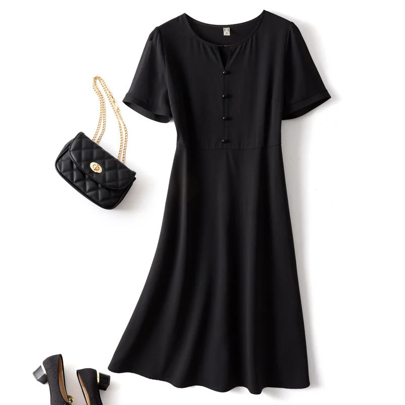 Plus Size Keyhole Beaded Chiffon Short Sleeve Dress