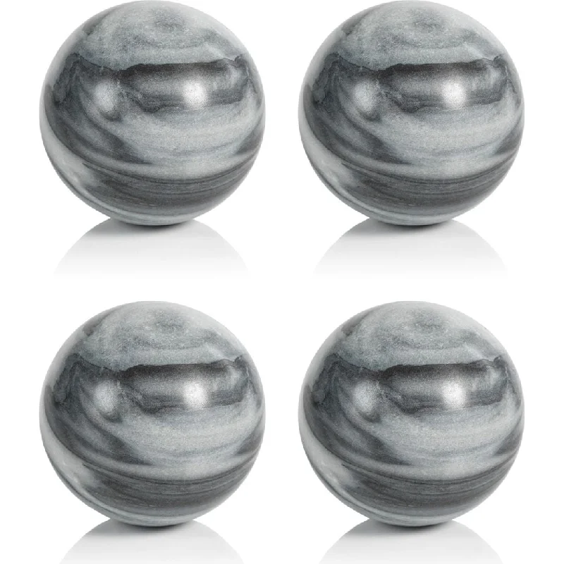 Monza Gray Marble Fill Decorative Balls, Set of 4