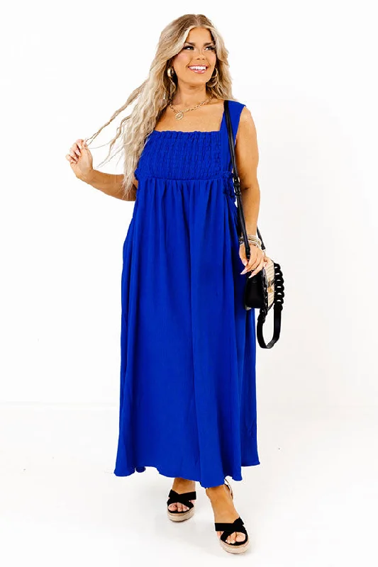 Sun-Kissed Sands Midi In Royal Blue Curves