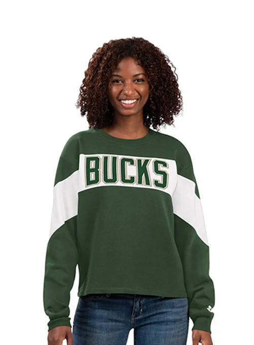 Women's G-III Holy Grail Milwaukee Bucks Crewneck Sweatshirt