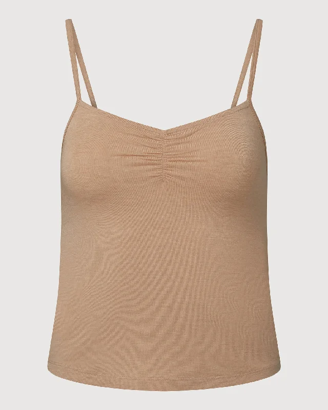 Rachel Parcell | Ruched Cami Top | Heather Sand