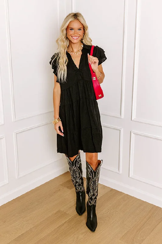 Newsworthy Style Linen-Blend Babydoll Dress In Black