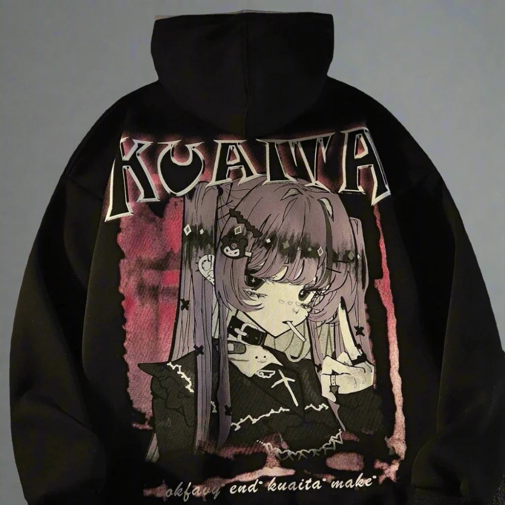 Gothic Streetwear Anime Sweatshirt - Anime Hoodie