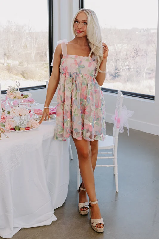 Twilight Blush Embroidered Mini Dress