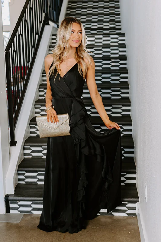 Behind Velvet Ropes Satin Maxi Dress