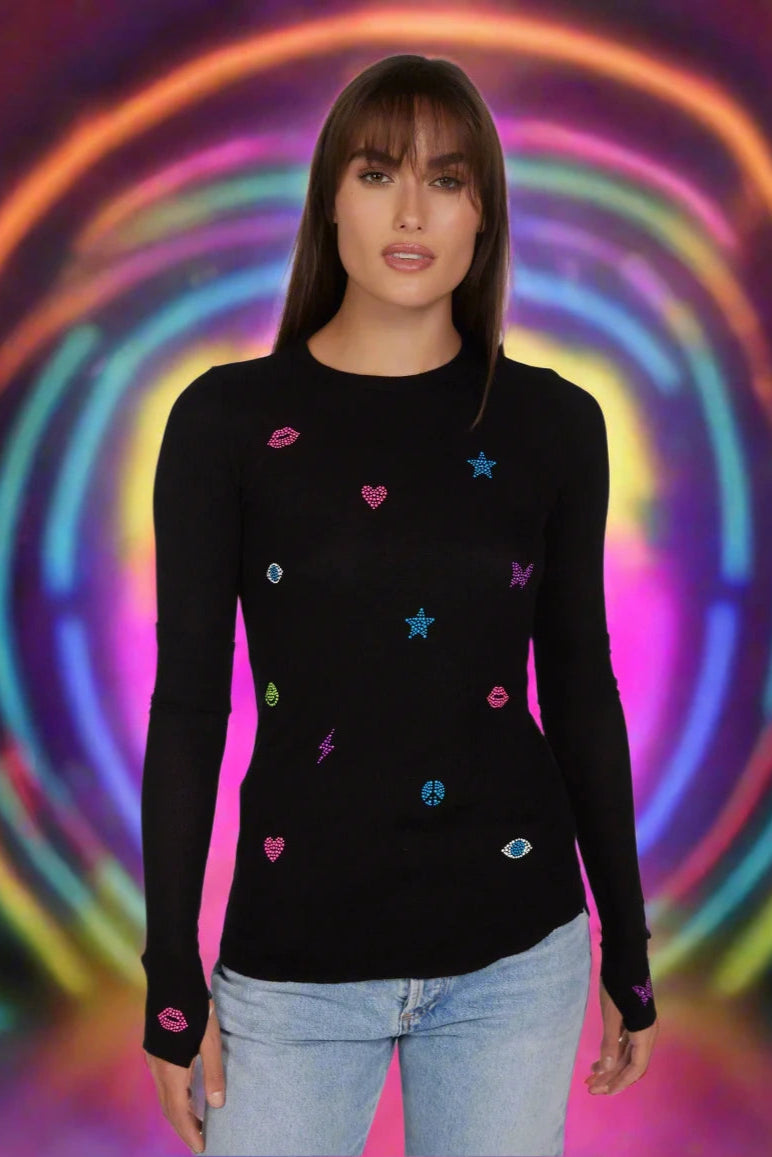 Lauren Moshi McKinley Neon Stud Elements Thermal Top